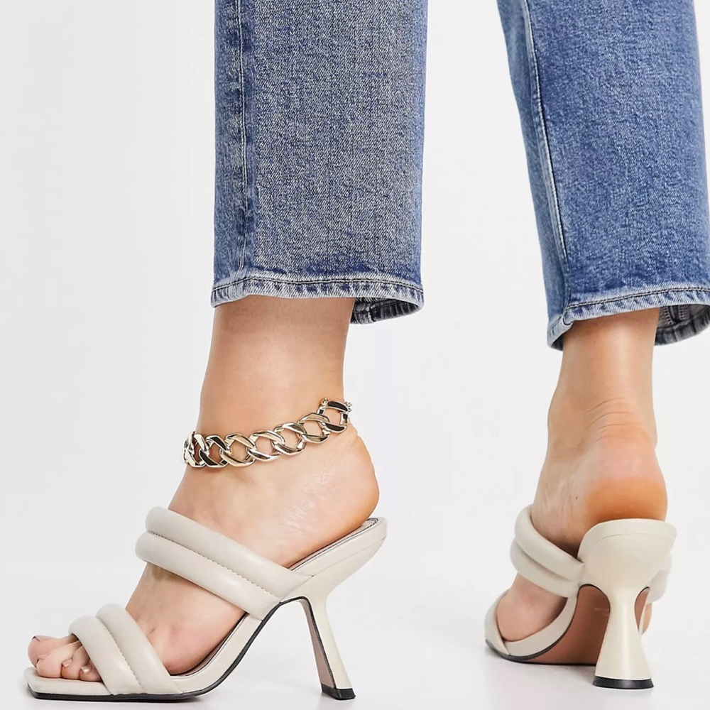 ASOS DESIGN Nadalie padded heeled mules in bone